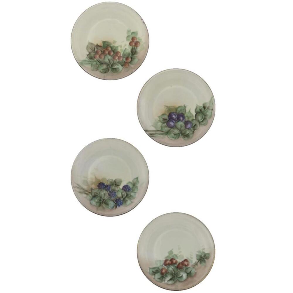 Vintage Hand Painted Bavaria Dessert Plates Signed Gold Trim 6" — Set of 4